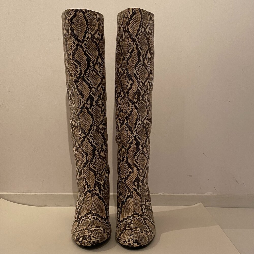 Snakeprint Knee High Boots